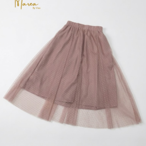 Falda para mujer rosada con transparencia encima