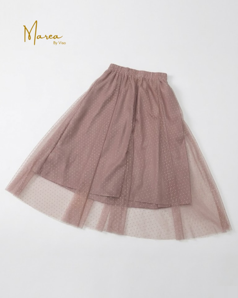 Falda para mujer rosada con transparencia encima