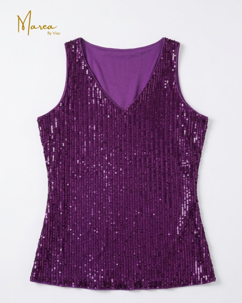 Blusa de mujer brillos morados