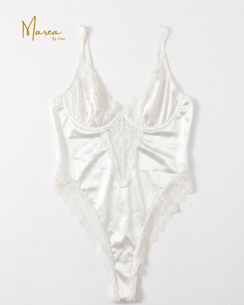Blusa de mujer body estilo lenceria blanco satinada