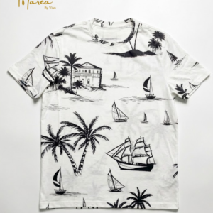 Sueter de hombre blanco con dibujos de barcos grises