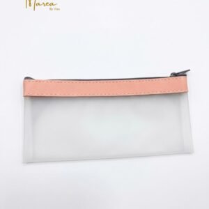 Cosmetiquera de silicona transparente con rosado