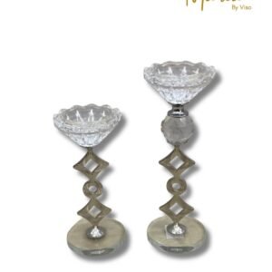 Candelabro en par plateado estilo flor
